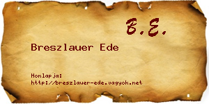 Breszlauer Ede névjegykártya
